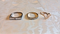 3Pcs Gold Silver Rose Gold Tone Rings Set Crystal Band Geometric Cutout Heart