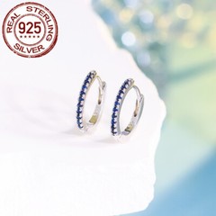 14mm 925 Sterling Silver Small Huggie Hoop Earrings Women Cubic Zirconia Jewelry