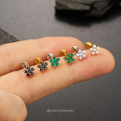 1 Ct Round Cut Simulated EmeraldWomen Flower Stud Earring 14k Yellow Gold Plated