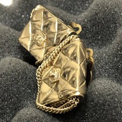 CHANEL Earrings AUTH Logo Coco kenken CC Gold Matelasse Bag Motif Swing Vintage
