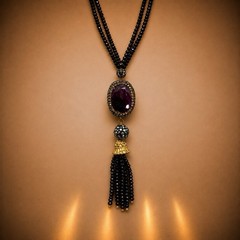 NEW Statement Black Beaded Tassel Necklace Amethyst Druzy And Quartz-reversible