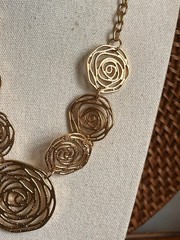 Pure Hope Collection Gold Tone Rose Spiral Statement Necklace 23-27”