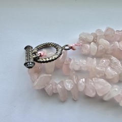 Vintage Two Strand Rose Quartz Chip Necklace
