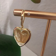 Auth. YVES SAINT LAURENT YSL LOGO Drop Heart Dangle EARRINGS Gold Tone