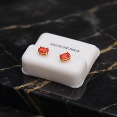 Red Opal Oval Earrings 14k Gold Over 925 Sterling Silver Lab Created 4x6mm