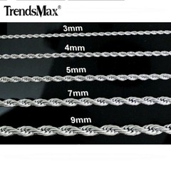 3/5/7mm 16-30″ Men’s Stainless Steel Twisted Rope Chain Necklace Choker Jewelry