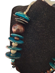 handmade avant-garde necklace for women made of wood and zinc alloy