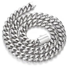 6/8/10/12/14mm Durable Stainless Steel Miami Cuban Link Chain Necklace for Men