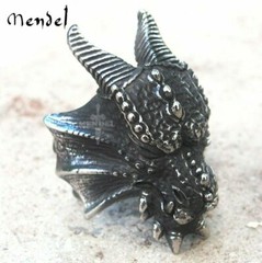 MENDEL Cool Large Gothic Mens Stainless Steel Dragon Head Ring For Men Size 7-15