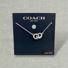Authentic Coach Silver Interlocking Ring Necklace 16″+2″ Chain New w/ Card