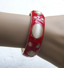 Vintage bangle bracelet ethnic style with enamel 1970s NO USA IMPORT FEES
