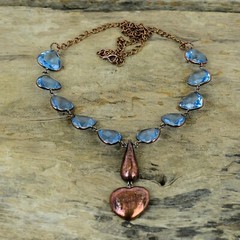 Tanzanite Quartz Copper Gift For Mother Electroformed Adjustable Necklace 18.0″