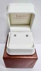2mm Real Diamond Princess-Cut Solitaire Stud Earrings 1/8 ct 10K White Gold