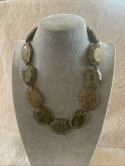 Statement Necklace Stone Maybe Bronzite?? 18” Plus Extender Stones 1” X 1.5”