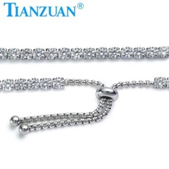 Stainless steel Adjustable Bracelet with 4mm Round Moissanite Jewelry