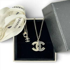 Auth CHANEL Coco Silver Chain Necklace 18A SRG548