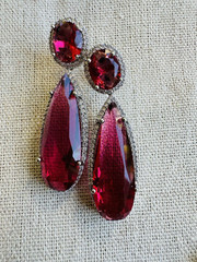 CZ Navy Blue Sapphire Teardrop Gem Bridal Indian Necklace Earring Jewelry Set