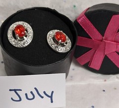 Avon BIRTHSTONE Earrings Changeable Stud Rhinestone Silver Pierced Gift Box