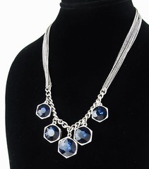 Kenneth Cole New York Silver-Tone Blue Bead Drop Necklace NWT
