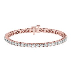 1.00 CTTW Prong Set Sterling Silver Circle Link Tennis Bracelet for Women, Girls