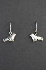 Bird Charm Earrings .925 Sterling Silver hooks pewter charms 3/4″ Tiny Birds