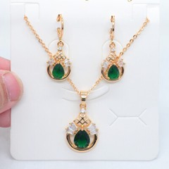 18K Yellow Gold Filled Women Green Mystic Topaz Water Drop Jewelry Set