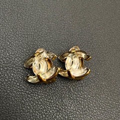Chanel Coco Mark Earrings 02A Gold Clear Icon Ready To Wear Authentic