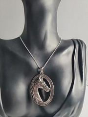 Horse Head Pendant Necklace Silver Tone Western Equestrian Jewelry