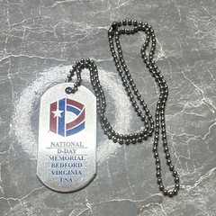 Engraved National D-Day Memorial Dog Tag Necklace Ball Chain Silver/Black