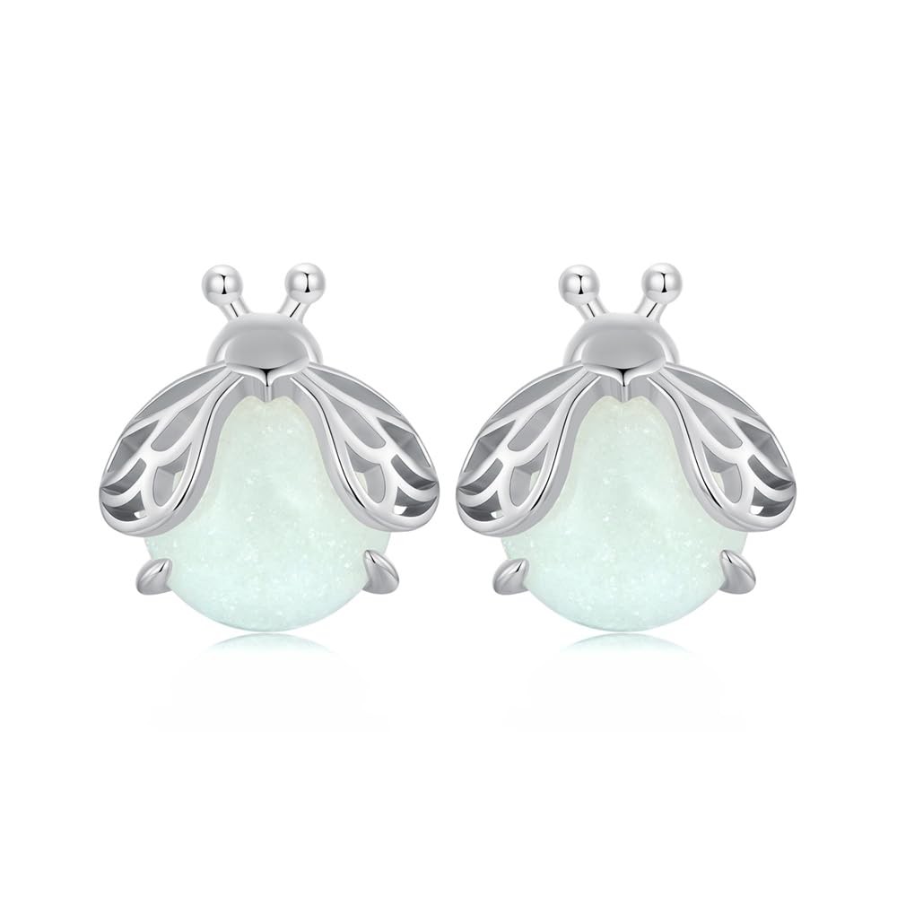 Cute Firefly Luminous Stone Earrings for Women 925 Sterling Silver Hypoallerg…