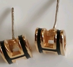 Mini Pop H Enamel Gold Plated Stud Earring