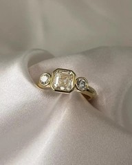 2 Ct Asscher Cut Moissanite Women’s Engagement Ring 14k Yellow Gold Plated