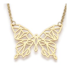 Stainless Steel Pendant Necklaces Cable Chains Butterfly Silver Gold 17.7″ P378