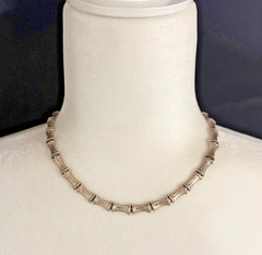 Bamboo Node Collar Necklace Vintage 925 Sterling Silver 17”