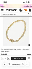 The gold gods straight edge diamond and gold Cuban chain necklace