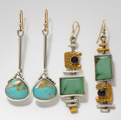 Boho Turquoise Drop Earrings Set 2 Pairs Silver Gold Tone Stone Dangle Gift