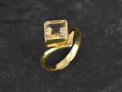 2.50 Ct 18K Solid Yellow Gold Natural Citrine & Diamond Anniversary Ring Sz 9