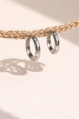 925 Silver Starburst Huggie Earrings Star Hoop Earrings Celestial Earrings 034