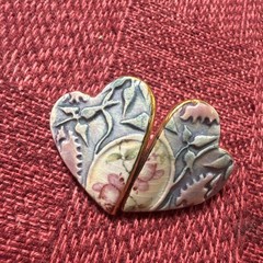 Vintage artisan ceramic handcrafted earrings for pieced ears. Beautiful colors.