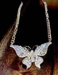 Butterfly STATEMENT Gold Toned Necklace 23 Inches With Butterfly 3.75