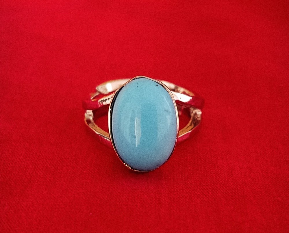 Silver Plated Blue Oval Stone Ring | Stylish Artificial Gemstone Jewelry for Wom