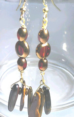 Prosperity stone Brown tigers eye red electroplate glass Dangle Drop gold