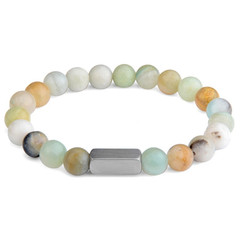 1 pc Natural Stone Bead Bracelet Tiger Eye Lava Stainless Steel