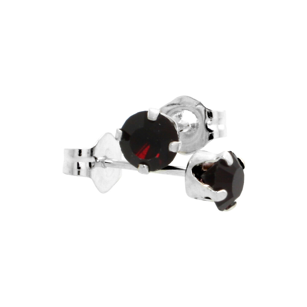 Birthstone Sterling Silver Stud Earrings w/ 4mm (0.25ct Each) Crystals