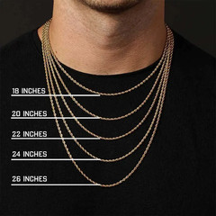Gold Plated Stainless Steel Rope Chain Necklace 4mm Unisex Men Women