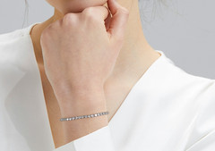 Tennis Bracelet Stainless Steel Cubic Zirconia 5A Silver 2mm 7 Inch