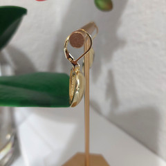 Auth. YVES SAINT LAURENT YSL LOGO Drop Heart Dangle EARRINGS Gold Tone