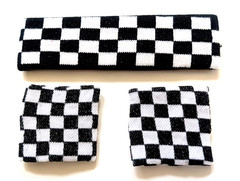 New Black and White Wrist Checker Headband Band Sweat Loop Terry Wristband Band