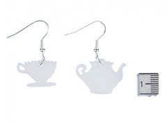 Coffee Pot Cup Earrings Miniblings Coffee Set Teapot Tea Cup White