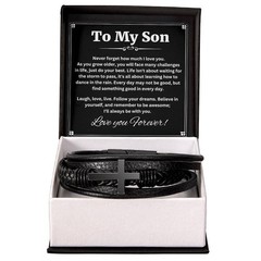 To My Son Bracelet Cross from Mom Dad Love Religious Jewelry Birthday Graduation